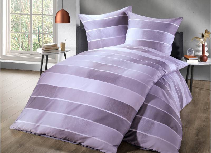 Bettwäsche-Garnitur mit Blockstreifen-Dessin, Größe 115 (80/80 cm + 155/220 cm), Rosé von KAEPPEL