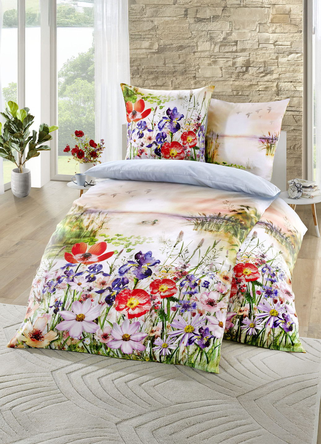 Bettwäsche-Garnitur mit Wende-Kissenbezug, Größe 114 (80x80 cm + 155x200 cm), Bunt von KAEPPEL