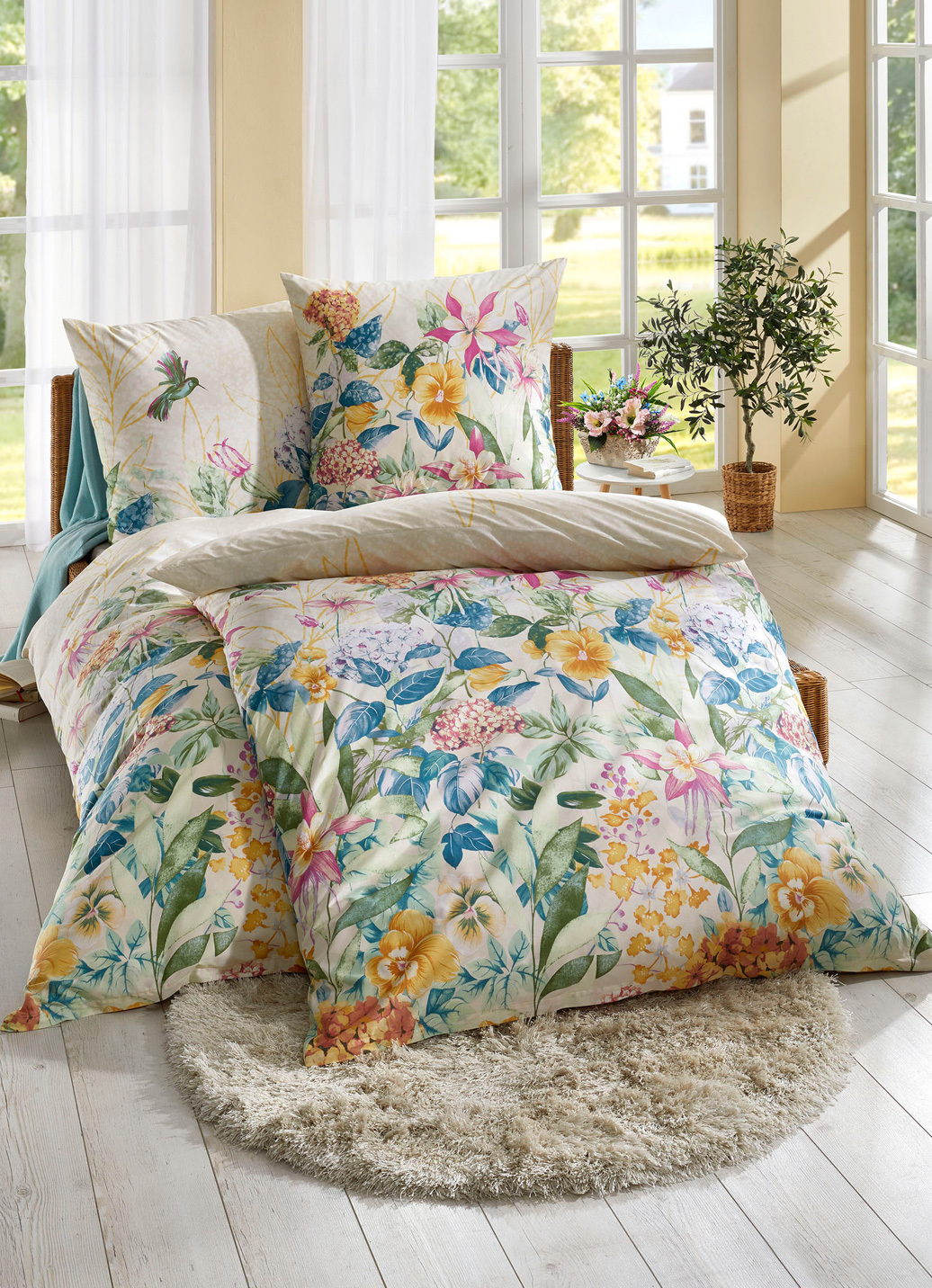 Renforcé Bettwäsche-Garnitur von Kaeppel, Größe 112 (80/80 cm + 135/200 cm), Gelb von KAEPPEL