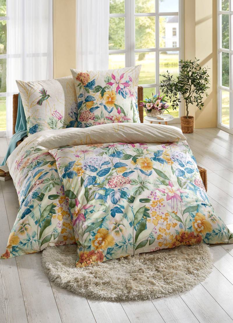 Renforcé Bettwäsche-Garnitur von Kaeppel, Größe 112 (80/80 cm + 135/200 cm), Gelb von KAEPPEL