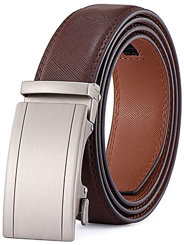 KAERMU Gürtel Herren, Gürtel Ratsche Ledergürtel Automatikschließe für Herren Anzug Business Kleidung,Breit 35mm,Größe Angepasst (Braun A19, Anzughosengröße 28"-44") von KAERMU