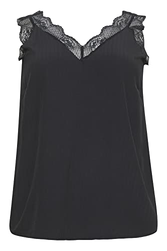 KAFFE CURVE Ärmellose Bluse KCjakobine Bluse Damen Große Größen Ärmellose Spitze top 50, Black Deep 50 von KAFFE CURVE
