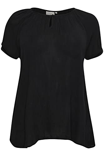 KAFFE CURVE Kurzarm-Bluse KCami Bluse Große Größen Damen Kurzarm Rundhals Plus Size Shirt Black Deep 48 von KAFFE CURVE