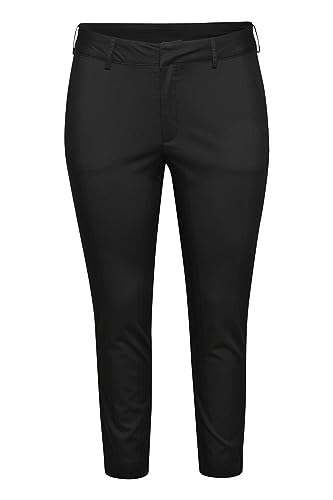 KAFFE CURVE Casual Hose KCleana Damen Hose Slim Fit Große Größen Casual Chino Stoffhose Black Deep 52 von KAFFE CURVE