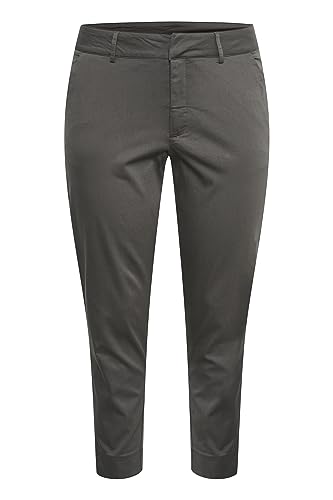 KAFFE CURVE Casual Hose KCleana Damen Hose Slim Fit Große Größen Casual Chino Stoffhose 52, Dark Shadow 52 von KAFFE CURVE