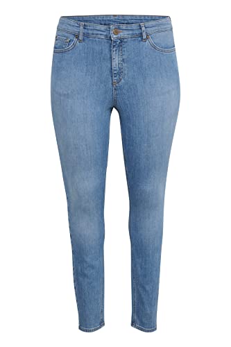 KAFFE CURVE Damen KCena Flora Long Jeans, Light Blue Denim, 48 Plus von KAFFE CURVE