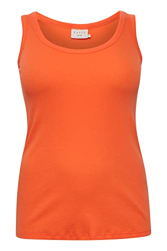 KAFFE CURVE Jerseytop KCcarina Damen Jerseytop Ärmellos Tanktop Rundhals Top Große Größen Vermillion Orange XL von KAFFE CURVE