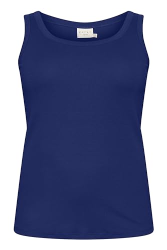 KAFFE CURVE Jerseytop KCcarina Damen Tank Top Ärmellos Jerseytop Sommer Shirt U Ausschnitt Große Größen Beacon Blue M von KAFFE CURVE