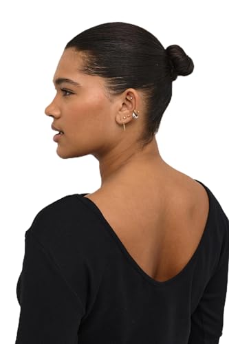 KAFFE CURVE KCcarina Oliva T-Shirt Damen Langarmshirt Casual Basic Rundhals Rückenfrei Shirt Große Größen Black Deep M von KAFFE CURVE