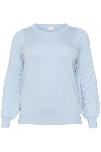 KAFFE CURVE KClini Knit Pullover Damen Strickpullover Rundhals Langarm Pulli Sweater Große Größen Celestial Blue XL von KAFFE CURVE