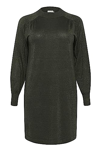 KAFFE CURVE KCregitta Knit Dress Kleid Damen Strick Glitzerkleid Knielang Lange Ärmel Strickkleid Metallic Große Größen Forest Night M von KAFFE CURVE