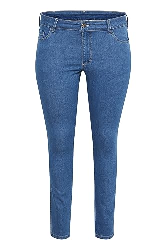 KAFFE CURVE KCvicka Ida Slim Jeans Slim Fit Jeans Damen High Waist Große Größen Jeanshose Medium Blue Denim 42 von KAFFE CURVE