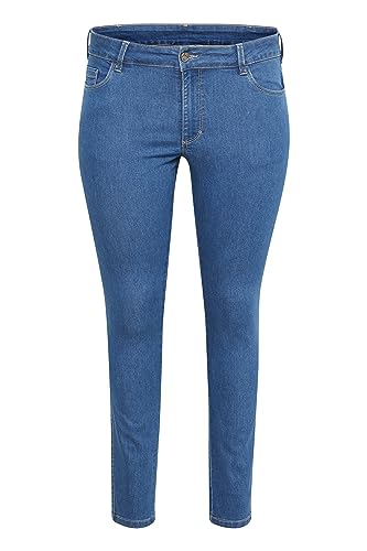 KAFFE CURVE KCvicka Ida Slim Jeans Slim Fit Jeans Damen High Waist Große Größen Jeanshose Medium Blue Washed Denim 46 von KAFFE CURVE