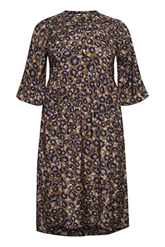 KAFFE CURVE Kleid Große Größen Damen 3/4 Arm V-Ausschnitt Kleid Große Größen Damen 3/4 Arm V-Ausschnitt Toffee/Dark Blue Flower Print 48 von KAFFE CURVE