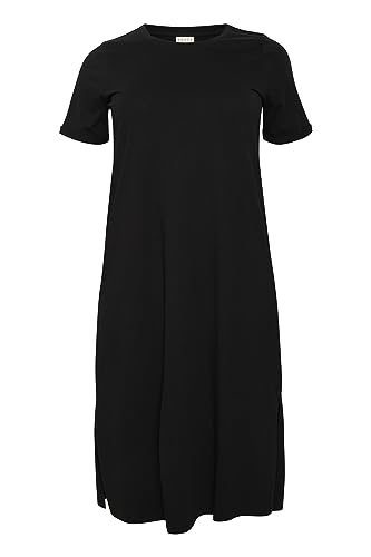 KAFFE CURVE Kleid KCcaline Damen Kleid Große Größen Basic Kurzarm Sommerkleid XL, Black Deep XL von KAFFE CURVE