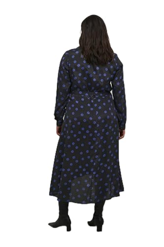 KAFFE CURVE Kleid KColivia Damen Große Größen Kleid Mit Kragen Casual Langarm Umlegekragen Black W. Surf The Web Dot 50 von KAFFE CURVE