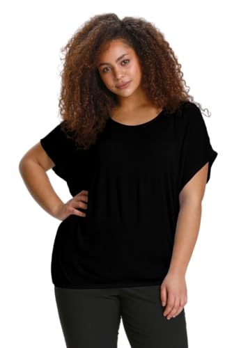 KAFFE CURVE Kurzarm-Bluse KCami Kaffe Damen Bluse Große Größen Damen Basic Casual Shirt Kurzarm Lassig Rundhals Black Deep 52 von KAFFE CURVE