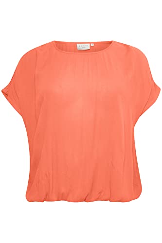 KAFFE CURVE Kurzarm-Bluse KCami Kaffe Damen Bluse Große Größen Damen Basic Casual Shirt Kurzarm Lassig Rundhals Vermillion Orange 48 von KAFFE CURVE