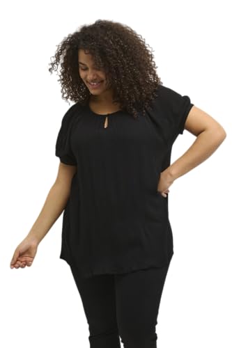 KAFFE CURVE Kurzarm-Bluse KCami Bluse Große Größen Damen Kurzarm Rundhals Plus Size Shirt 50, Black Deep von KAFFE CURVE