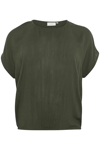 Kaffe Curve Damen Plus-Size Women's Blouse Short Batwing Sleeves Casual Fit Crew Neck Bluse, Forest Night, 46/Grande Taille von KAFFE CURVE