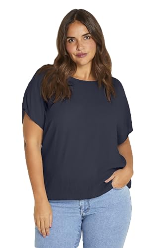 KAFFE CURVE Kurzarm-Bluse KCami Kaffe Damen Bluse Große Größen Damen Basic Casual Shirt Kurzarm Lassig Rundhals Midnight Marine 50 von KAFFE CURVE