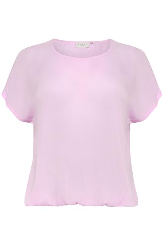 KAFFE CURVE Kurzarm-Bluse KCami Kaffe Damen Bluse Große Größen Damen Basic Casual Shirt Kurzarm Lassig Rundhals Pink Mist 52 von KAFFE CURVE