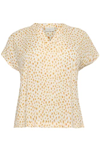 KAFFE CURVE Kurzarm-Bluse KCanny 52, White/Orange Graphic Dots 52 von KAFFE CURVE