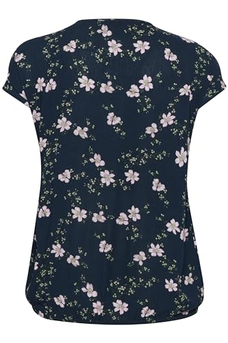 KAFFE CURVE Kurzarm-Bluse KClokana 52, Midnight/Pink Flower 52 von KAFFE CURVE