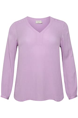 KAFFE CURVE Langarm-Bluse KCami Damen Bluse Große Größen Langarm V-Ausschnitt Shirt Lupine 42 von KAFFE CURVE