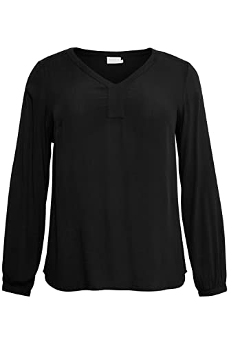 Kaffe Curve Damen Plus-Size Women's Blouse Long Sleeves V-Neck Regular Fit Rounded Hem Bluse, Black Deep, 54 Größen von KAFFE CURVE