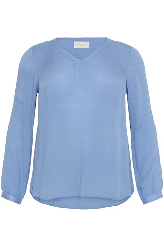 KAFFE CURVE Langarm-Bluse KCami Damen Bluse Langarm V-Ausschnitt Lassig Langarmshirt Große Größen Ebb and Flow 50 von KAFFE CURVE