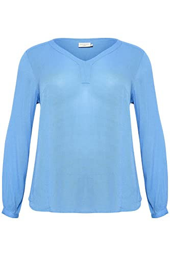 KAFFE CURVE Langarm-Bluse KCami Damen Bluse Langarm V-Ausschnitt Lassig Langarmshirt Große Größen Regatta 44 von KAFFE CURVE