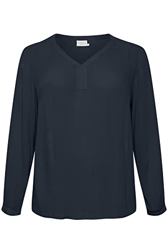 Kaffe Curve Damen Women's Plus Size Long Sleeves V-Neck Blouse, Midnight Marine, 50 von KAFFE CURVE