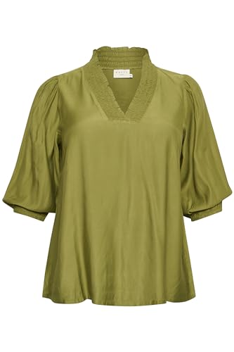 KAFFE CURVE Langarm-Bluse KCdania 50, Calla Green 50 von KAFFE CURVE