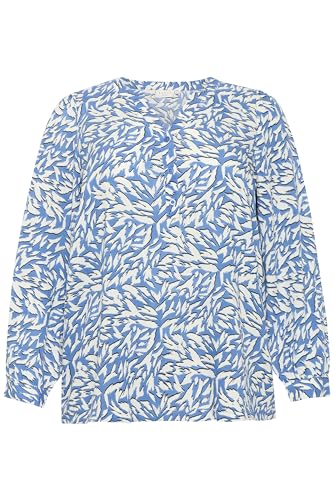 KAFFE CURVE Langarm-Bluse KCjenny 48, Blue/White Graphic Animal 48 von KAFFE CURVE