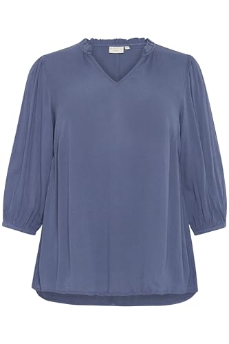 KAFFE CURVE Langarm-Bluse KCkamille 44, Blue Indigo 44 von KAFFE CURVE