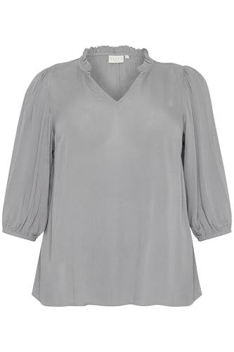 KAFFE CURVE Langarm-Bluse KCkamille 48, Steeple Gray 48 von KAFFE CURVE