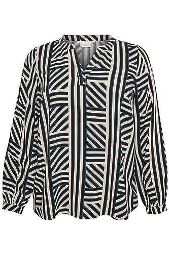 KAFFE CURVE Langarm-Bluse KCkennie Langarm Bluse Damen Große Größen Lange Ärmel Print Gr Sand Dollar Graphic Stripe 42 von KAFFE CURVE