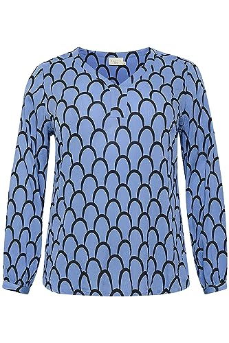 KAFFE CURVE Langarm-Bluse KCkerry 42, Blue/Black Graphic Print 42 von KAFFE CURVE
