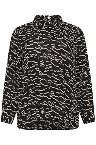 KAFFE CURVE Langarm-Bluse KClune 54, Black/Beige Abstract Print 54 von KAFFE CURVE