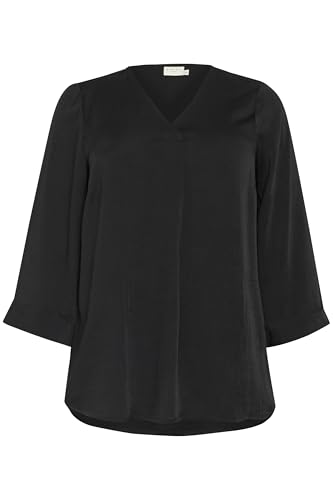 KAFFE CURVE Langarm-Bluse KCmeriel 52, Black Deep 52 von KAFFE CURVE