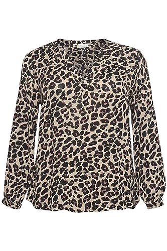 KAFFE CURVE Langarm-Bluse KCmirta 48, Leopard Print 48 von KAFFE CURVE
