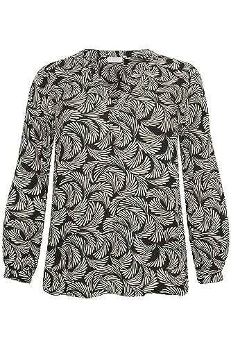 KAFFE CURVE Langarm-Bluse KCmirta 50, Black Deep/Antique White Print 50 von KAFFE CURVE