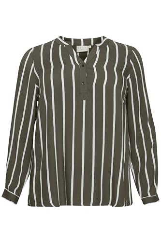 Kaffe Curve Damen Kcsida Bluse, Grape Leaf/Chalk Stripe, 42/Grande Taille von KAFFE CURVE