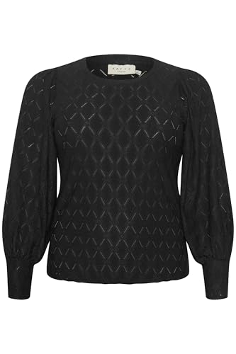 KAFFE CURVE Langarm-Bluse KCtina Damen Spitzen Oberteile Langarm Bluse Laternen Ärmel Große Größen Black Deep M von KAFFE CURVE
