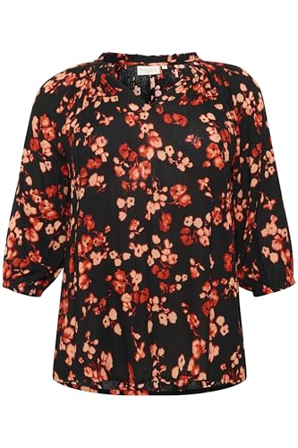 KAFFE CURVE Langarm-Bluse KCtrine 50, Red Flower 50 von KAFFE CURVE