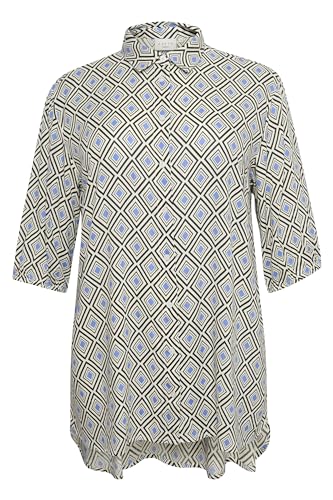 KAFFE CURVE Langarm - Hemd KCsonna Damen Hemd Langarm Shirt Bluse Casual Print Langarmshirt Große Größen Graphis Black/Regatta Print 44 von KAFFE CURVE
