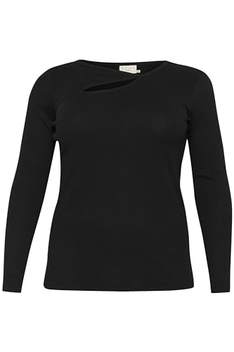KAFFE CURVE Langarm-Shirt KCcarina Damen Langarmshirt Asymmetrisch Casual Elegant Langarm Shirt Große Größen Black Deep L von KAFFE CURVE