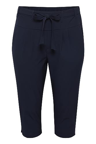 KAFFE CURVE Pants Suiting KCjia Damen Hose Große Größen CAPI Mit Taschen Casual Schleife Gürtel Midnight Marine 44 von KAFFE CURVE