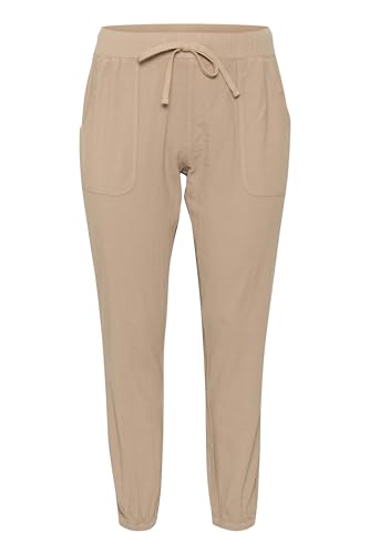 KAFFE CURVE Pants Suiting KCnana Damen Hose Lockere Sweathose Tunnelzug Große Größen 46, Classic Sand 46 von KAFFE CURVE